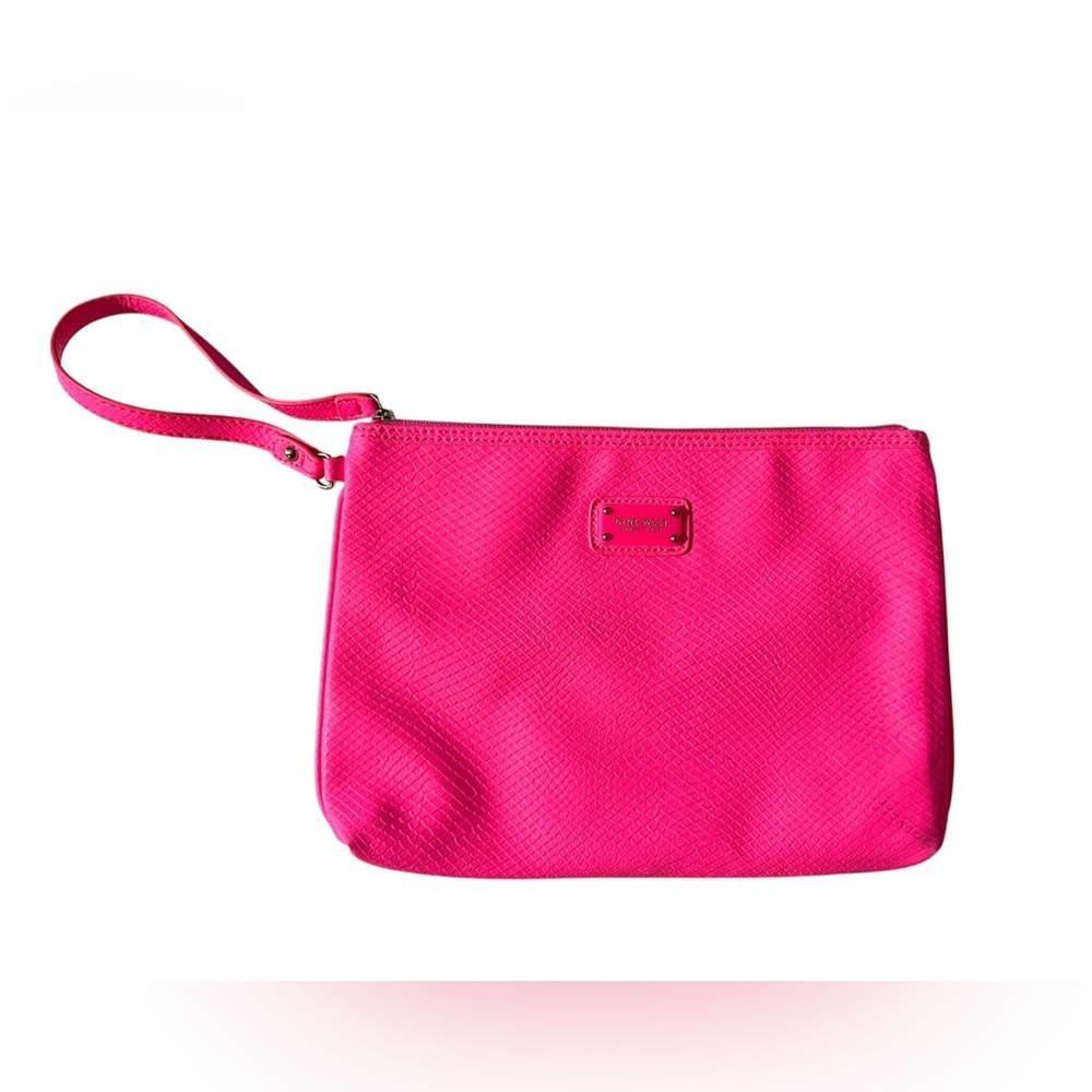 Nine West Slim Hot Pink Faux Leather Bag/Wristlet, approx. 11.75”x8.5”